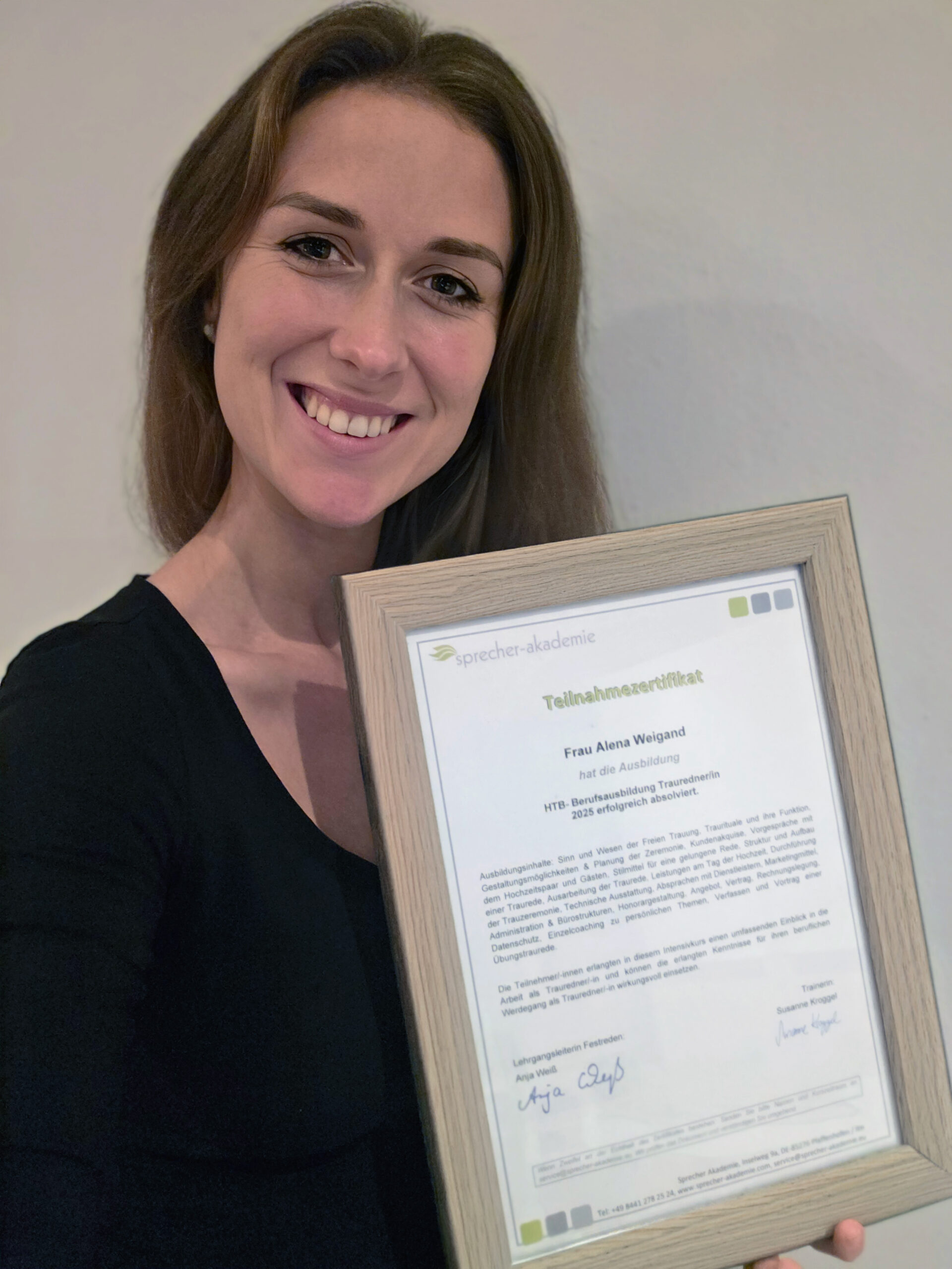 Zertifikat Freie Traurednerin